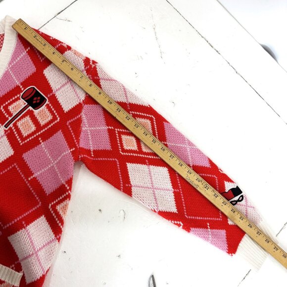 Harley Quinn Argyle Sweater DC Comics Harlequin Batman Joker Size Medium - Picture 10 of 13